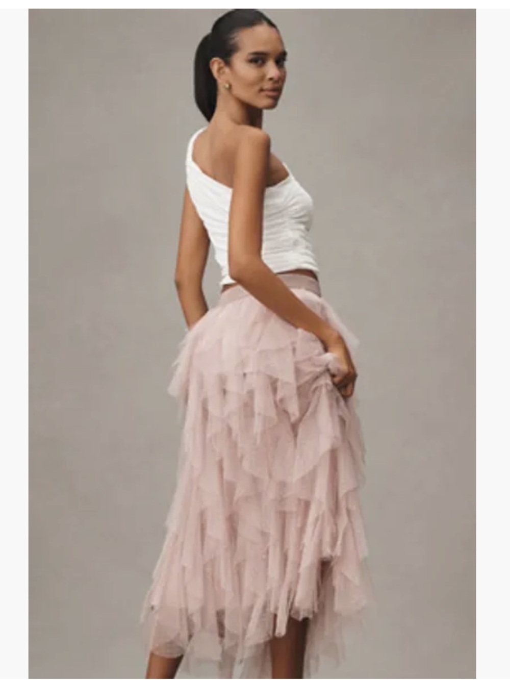 NWT Anthropologie The Cheri Ruffled Tulle Midi Skirt, S Petite - Picture 6 of 13